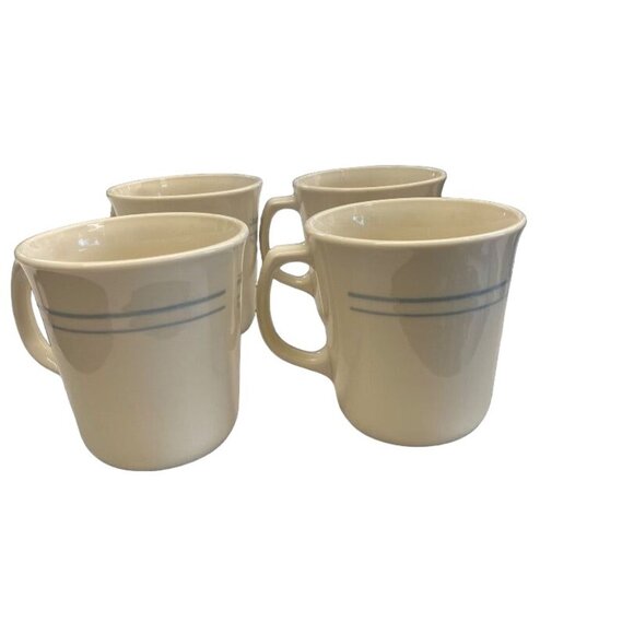 Corning Corelle Beige Coffee Cup Blue Lily Leaf Flower Pattern Retired Set 4 - Picture 5 of 5